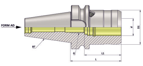 Силовий гідропластовий патрон KTA BT30 HC1/2''S 069 AD