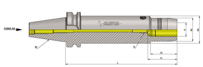 Антивібраційний гідропластовий патрон KTA BT50 HC3/4'' 250 AD/AV